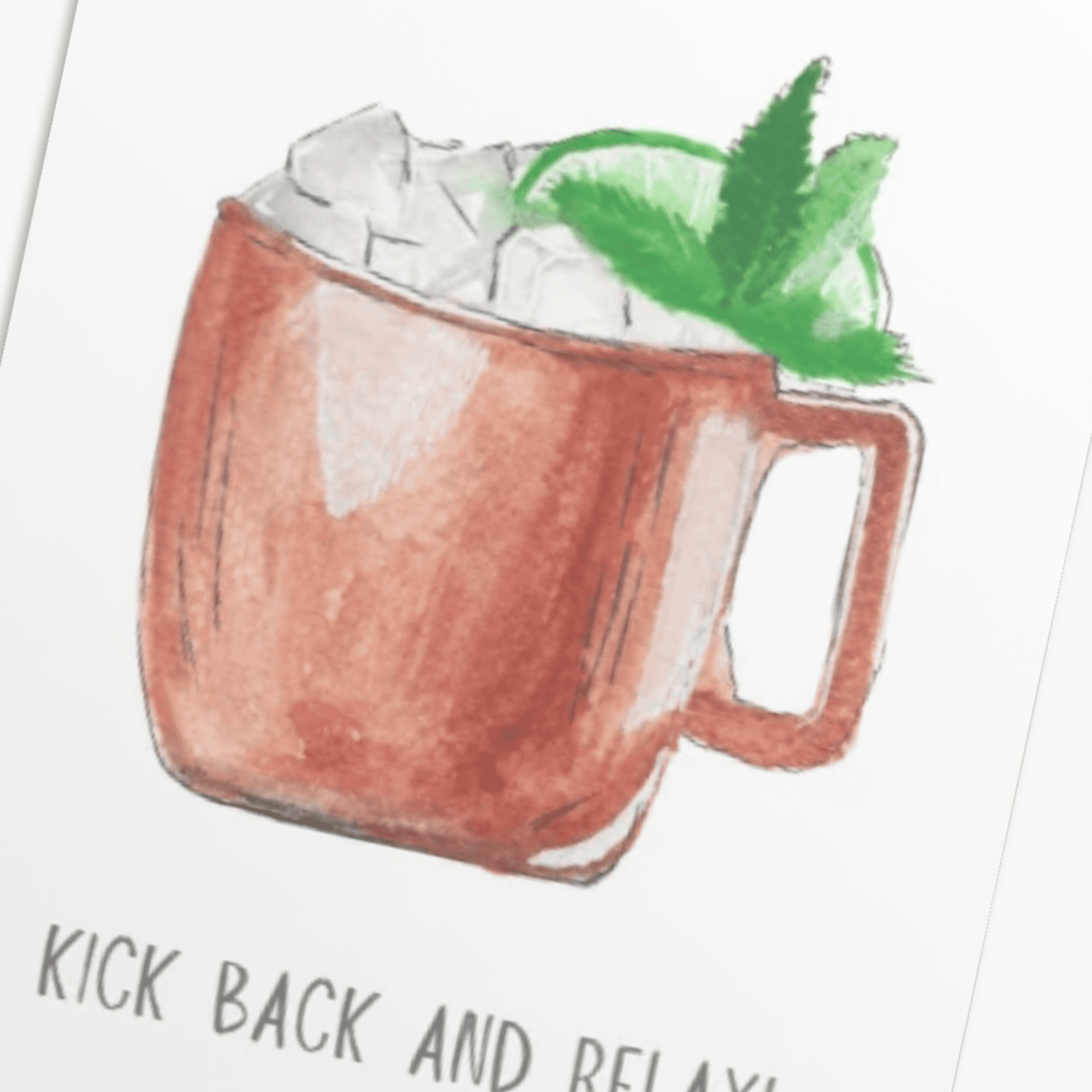 Moscow Mule Greeting Card — Unique Birthday Card, Cocktail Lover & Housewarming Gift