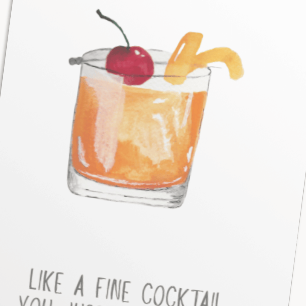 Old Fashioned Greeting Card — Classic Birthday Card, Whiskey Lover Gift for Him or Her