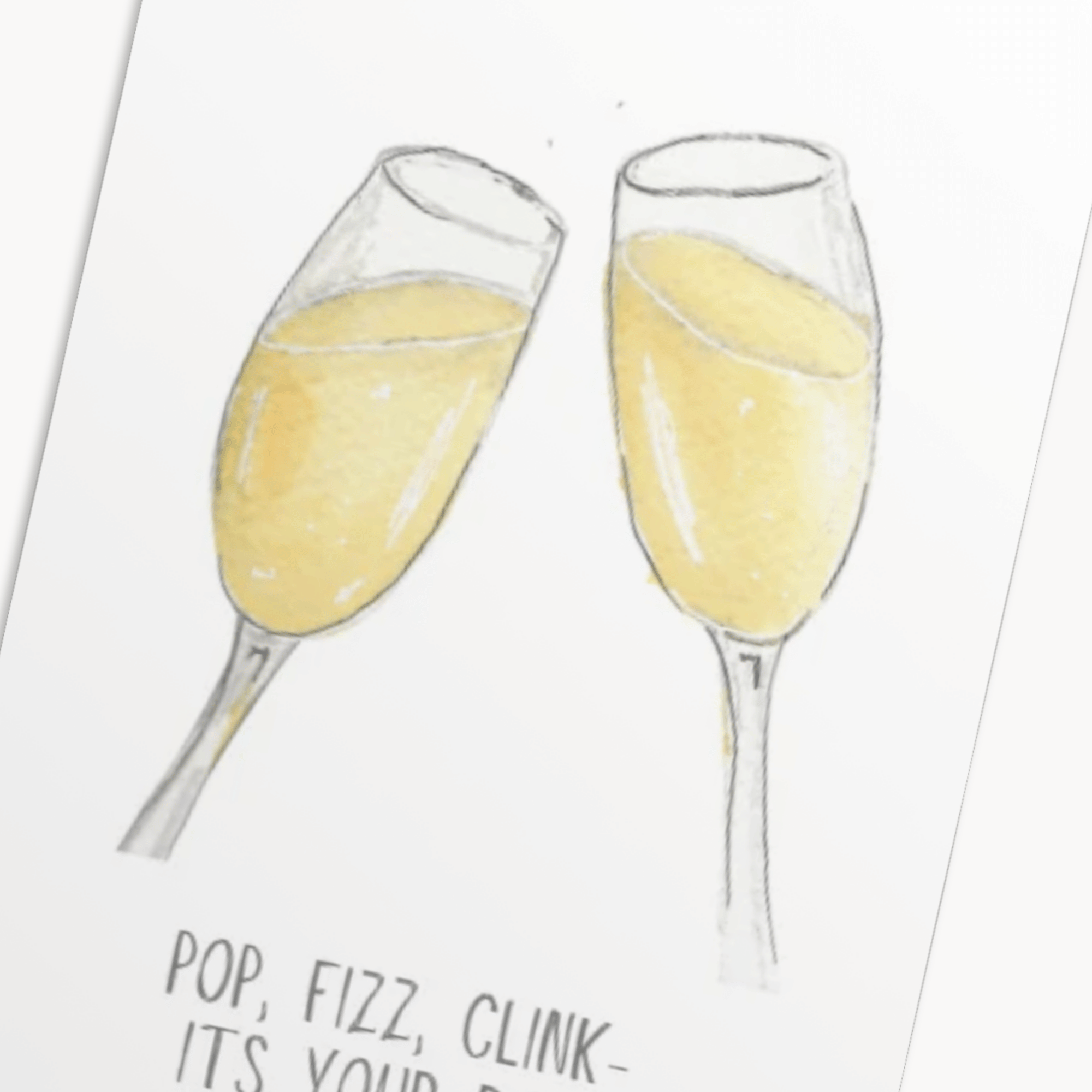 Champagne Greeting Card — Elegant Birthday Card, Engagement & Celebration Gift