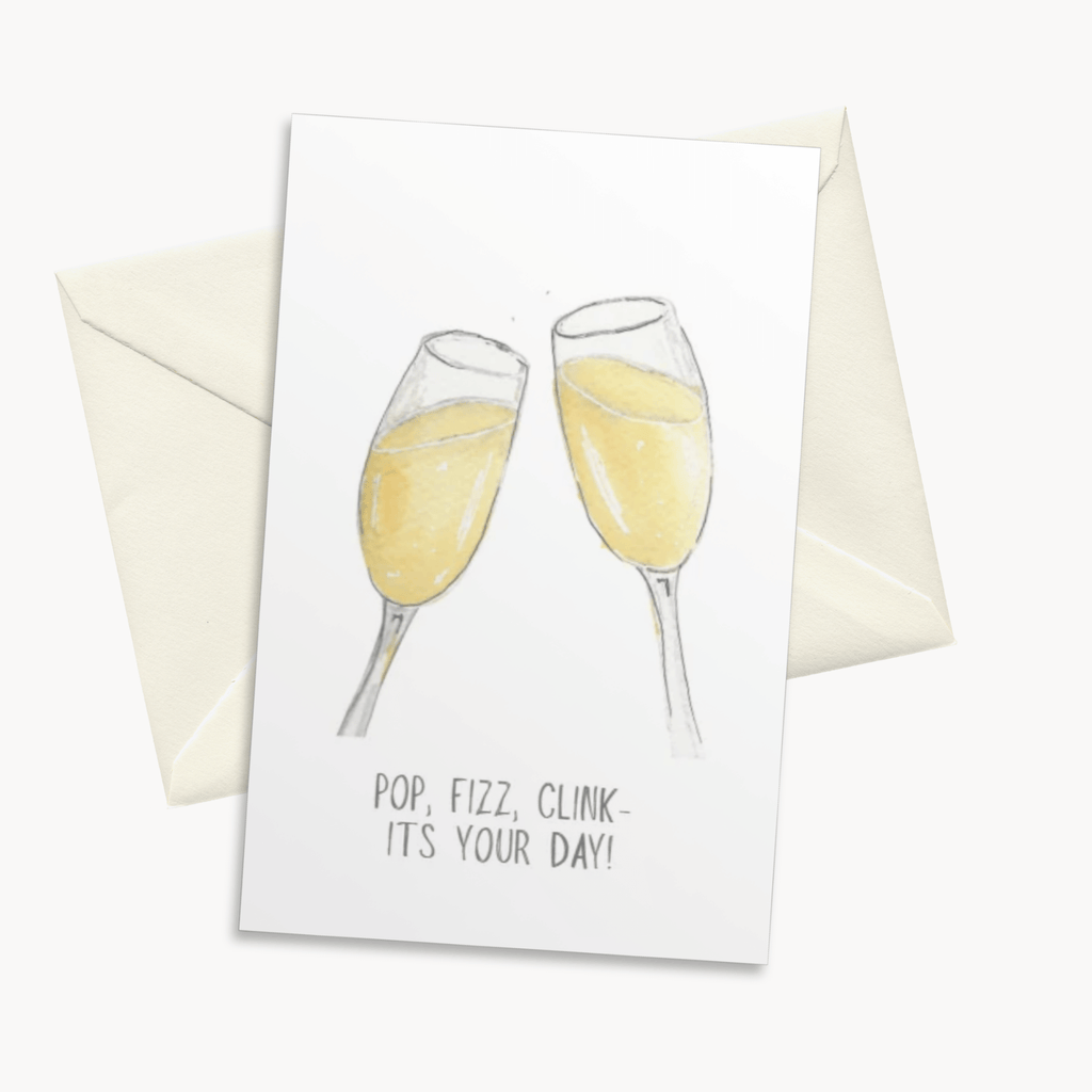 Champagne Greeting Card — Elegant Birthday Card, Engagement & Celebration Gift