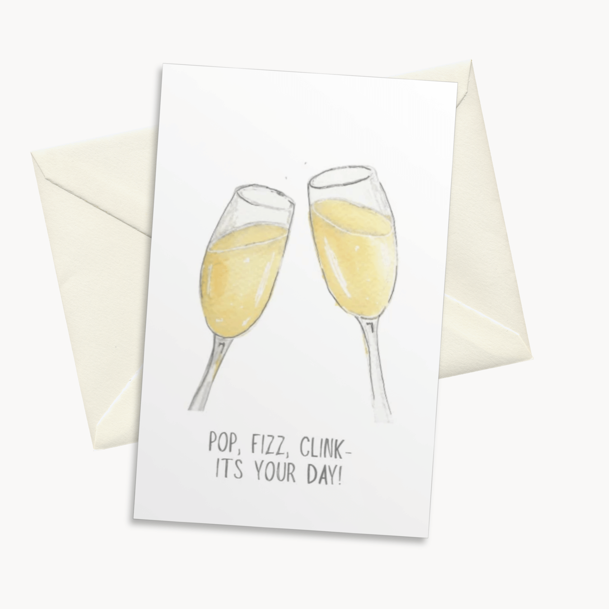 Champagne Greeting Card — Elegant Birthday Card, Engagement & Celebration Gift
