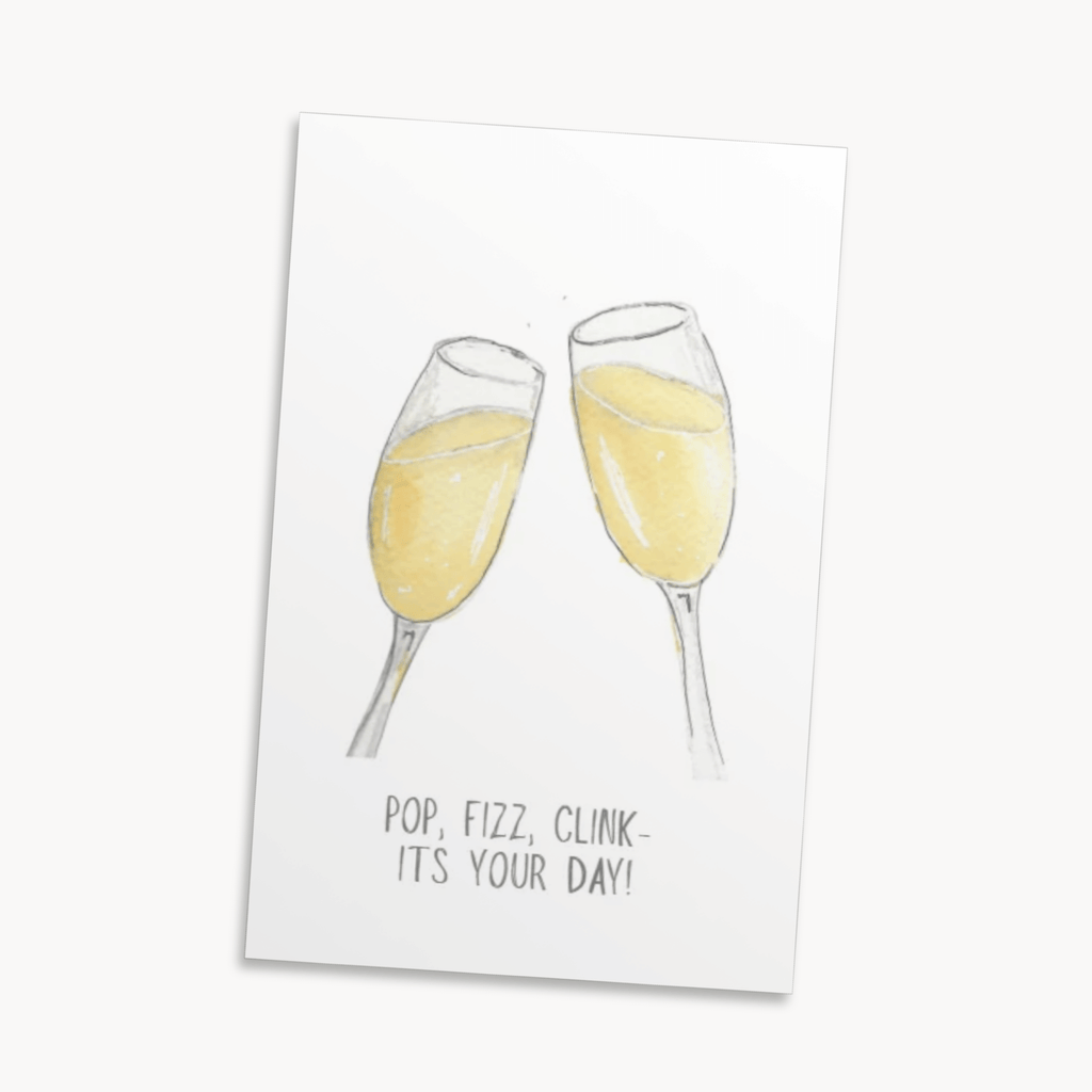 Champagne Greeting Card — Elegant Birthday Card, Engagement & Celebration Gift