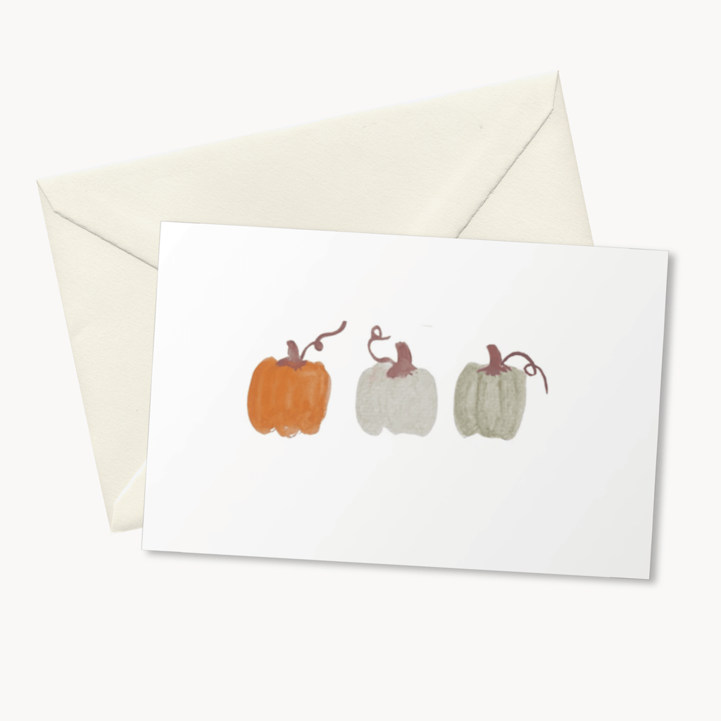Pumpkin Trio Greeting Card — Cute Fall Card for Her, Autumn Harvest Gift